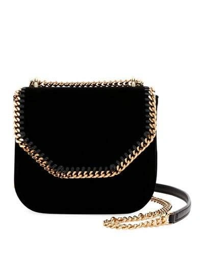 Stella Mccartney Mini Falabella Box Velvet Shoulder Bag - Black