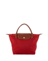 Longchamp Le Pliage Small Top Handle Nylon Handbag In Deep Red