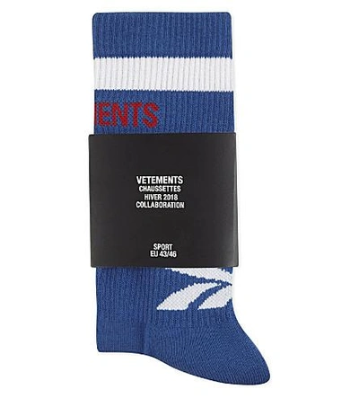 Vetements X Reebok Edition Classic Cotton-blend Socks In Blue