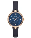 KATE SPADE KATE SPADE NEW YORK WOMEN'S HOLLAND NAVY LEATHER STRAP 34MM