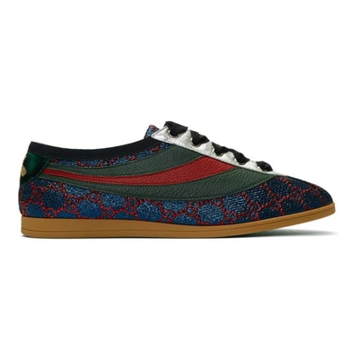 Gucci Falacer Lurex Gg Sneakers With Web In Blue Other