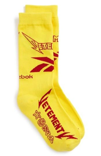 Vetements Reebok Metal Cotton Blend Socks In Yellow