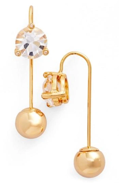 Kate Spade Hanger Crystal Threader Earrings In Gold/clear