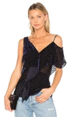 DIANE VON FURSTENBERG Velvet Ruffle Top,10976DVF