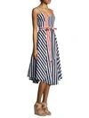 MILLY Stripe Bustier Midi Dress