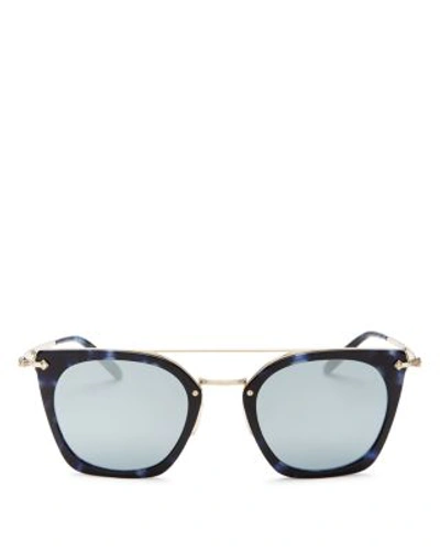 Oliver Peoples Women's Dacette Brow Bar Mirrored Square Sunglasses, 50mm In Cobalt