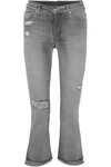 MOTHER THE INSIDER CROP DISTRESSED HIGH-RISE FLARED JEANS