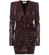 SAINT LAURENT Ruffled leather minidress,P00271849