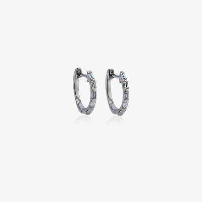 Shay 18k White Gold Diamond Baguette Mini Huggie Earrings In Metallic