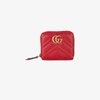 GUCCI GUCCI RED MARMONT LEATHER ZIP AROUND WALLET,474813DRW1T12186279