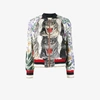 Gucci Appliquéd Printed Silk-twill Bomber Jacket In Nude&neutrals