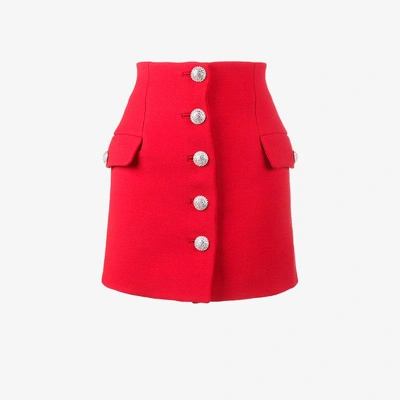 Alessandra Rich High Waisted Double Face Wool Mini Skirt In Red