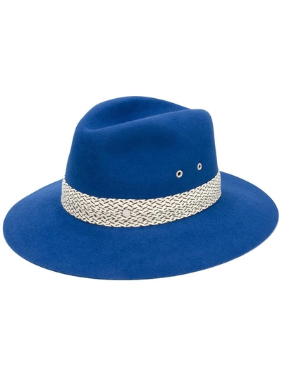 Maison Michel Contrast Trim Hat In Blue