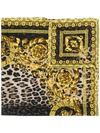 Versace Baroque Leopard Print Scarf In I7282