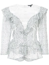 Marissa Webb Ruffled Lace Blouse - Grey In Grey