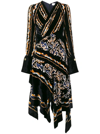 Peter Pilotto Printed Velvet Dress With Silk In Multicoloured