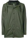 Rains Lightweight Hooded Rain Jacket In Green