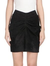 SAINT LAURENT Suede Ruched Mini Skirt