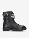 KURT GEIGER KURT GEIGER LONDON WOMEN'S BLACK STOOP LEATHER BIKER BOOTS,83474941