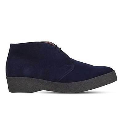 Sanders Blue Suede Ankle Boots