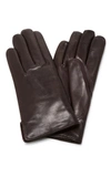 MAISON FABRE BROWN LEATHER AND RABBIT FUR GLOVES,FA 228 L