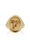 RETROUVAI FLYING PIG 14K GOLD RING,RI-03-017