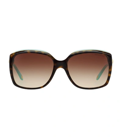 Tiffany & Co Embellished Square Sunglasses In Havana/ Blue/ Brown Gradient