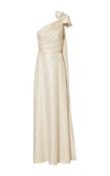 ELIZABETH KENNEDY ONE SHOULDER GOWN WITH BOW AND BACK TRAIN,EKF17-823