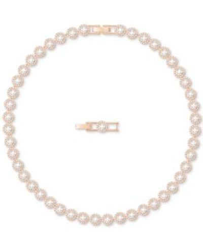 Swarovski Rose Gold-tone Crystal Halo All-around Collar Necklace In Pink/rose Gold Tone/gold Tone
