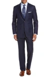Hickey Freeman Classic B Fit Solid Loro Piana Wool Suit In Navy