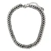 9design Men's Neutrals / Black / Silver Pearl And Cord Wrapped Statement Chain Choker Necklace
