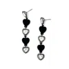 9design Women's Black Mixed Velvet & Glass Hearts Linear Drop Earring