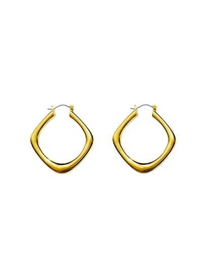 9design Women's Gold Diamond Shaped Pillow Hoop Earrings