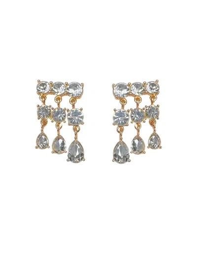 9design Women's Gold Triple Row Crystal Drop Statement Earring