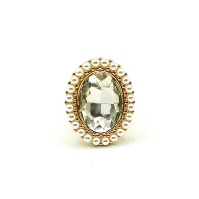 9design Women's Gold Vintage Inspired Crystal Glass Rhinestone Statement Cocktail Ring