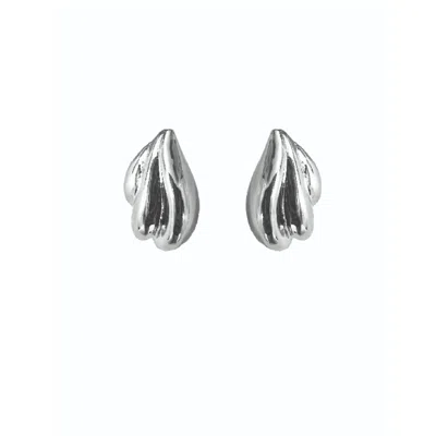 9design Women's Silver Sculptural Statement Stud Earrings