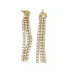 9design Women's Statement Earrings With Baguette Rhinestone Top & Chain Fringe - Gold Plated