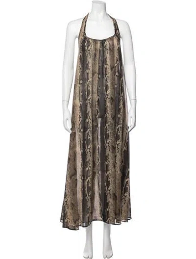 Pre-owned 9seed Animal Print Long Dress In Brown