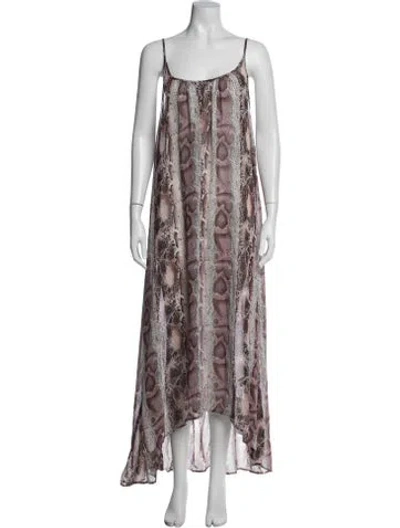 Pre-owned 9seed Animal Print Long Dress In Brown