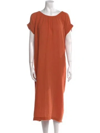 Pre-owned 9seed Bateau Neckline Midi Length Dress In Orange