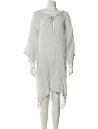Pre-owned 9seed Bateau Neckline Midi Length Dress In White