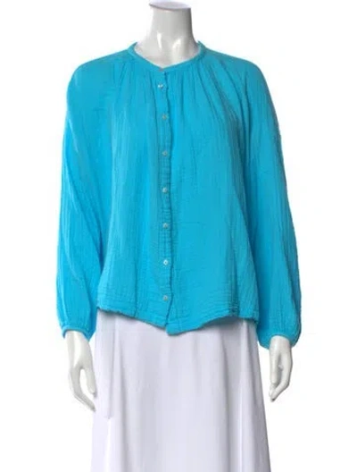 Pre-owned 9seed Crew Neck Long Sleeve Blouse W/ Tags In Blue