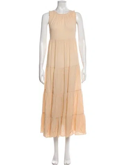 Pre-owned 9seed Crew Neck Midi Length Dress In Neutrals