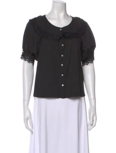 Pre-owned 9seed Crew Neck Short Sleeve Blouse In Black
