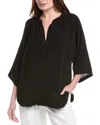 9seed Double Gauze Raw Edge Dashiki Top In Black