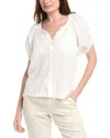 9seed Lightweight Gauze Dashiki Puff Sleeve Top In White
