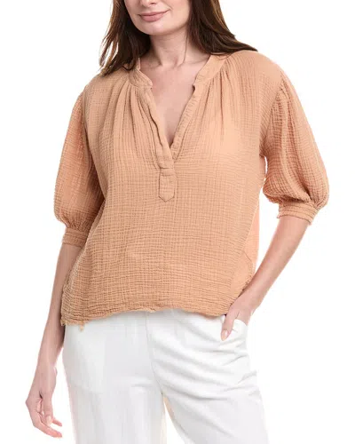 9SEED LIGHTWEIGHT GAUZE DASHIKI PUFF SLEEVE TOP