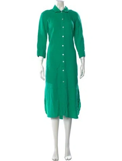 Pre-owned 9seed Linen Midi Length Dress In Green