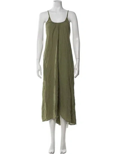 Pre-owned 9seed Linen Midi Length Dress In Green