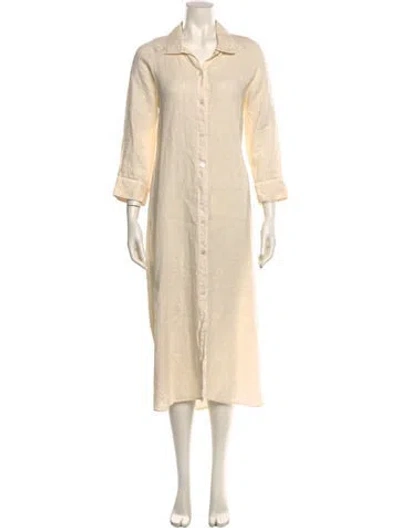 Pre-owned 9seed Linen Midi Length Dress In Neutral